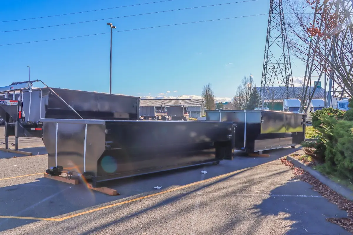 Roll-off dumpster ready for waste disposal at job site for Residential Dumpster Rental in Waterloo